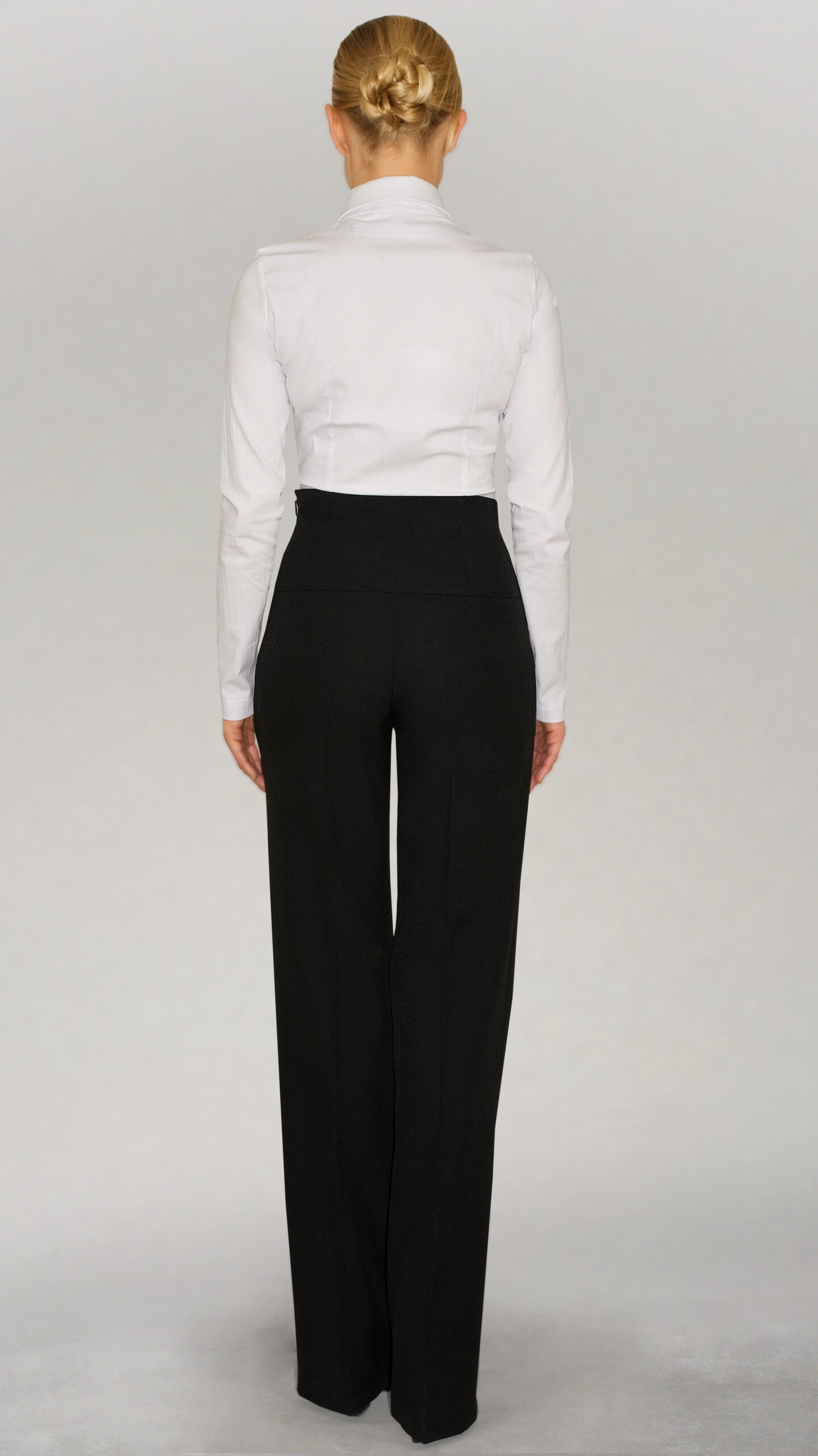 Spodnie eleganckie z wysokim stanem i szeroką nogawką